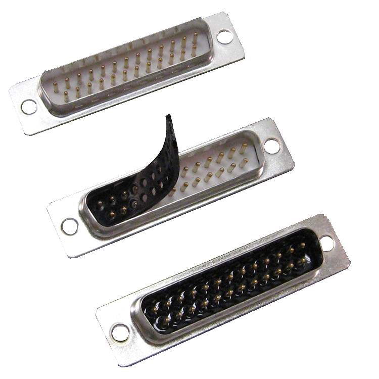 Poly-form flexible adhesive sealing d-sub connectors